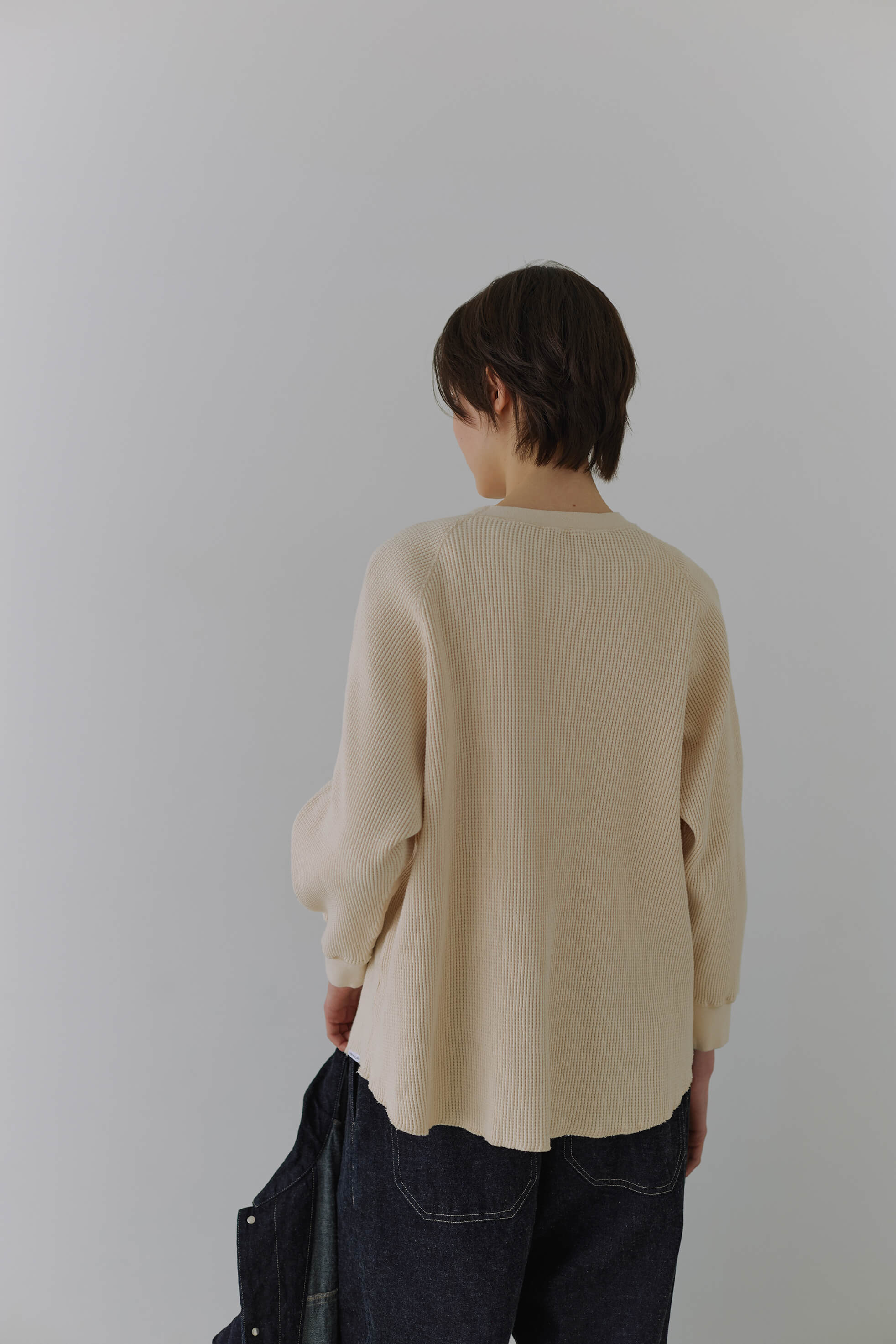 ワッフル生成り色の着用イメージ