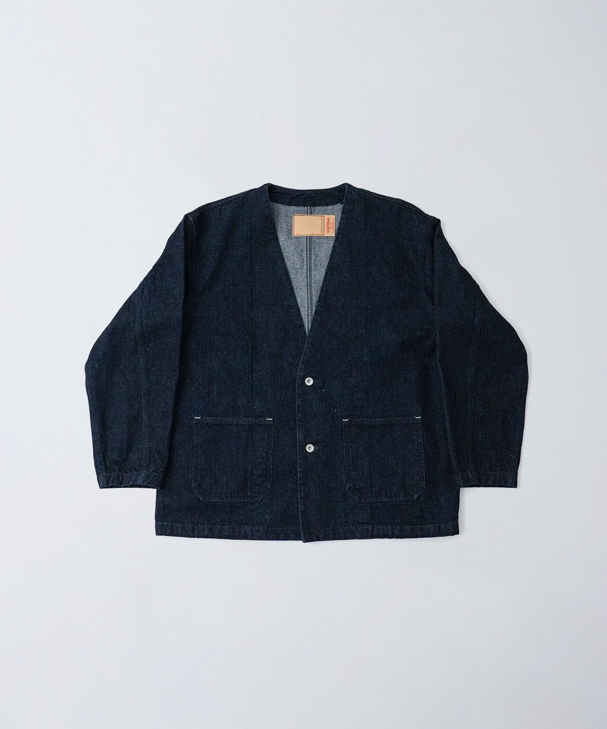 [UpcycleLino] × SKEWed Selvage DENIM No Collar Jacket 物撮り（画像準備中）
