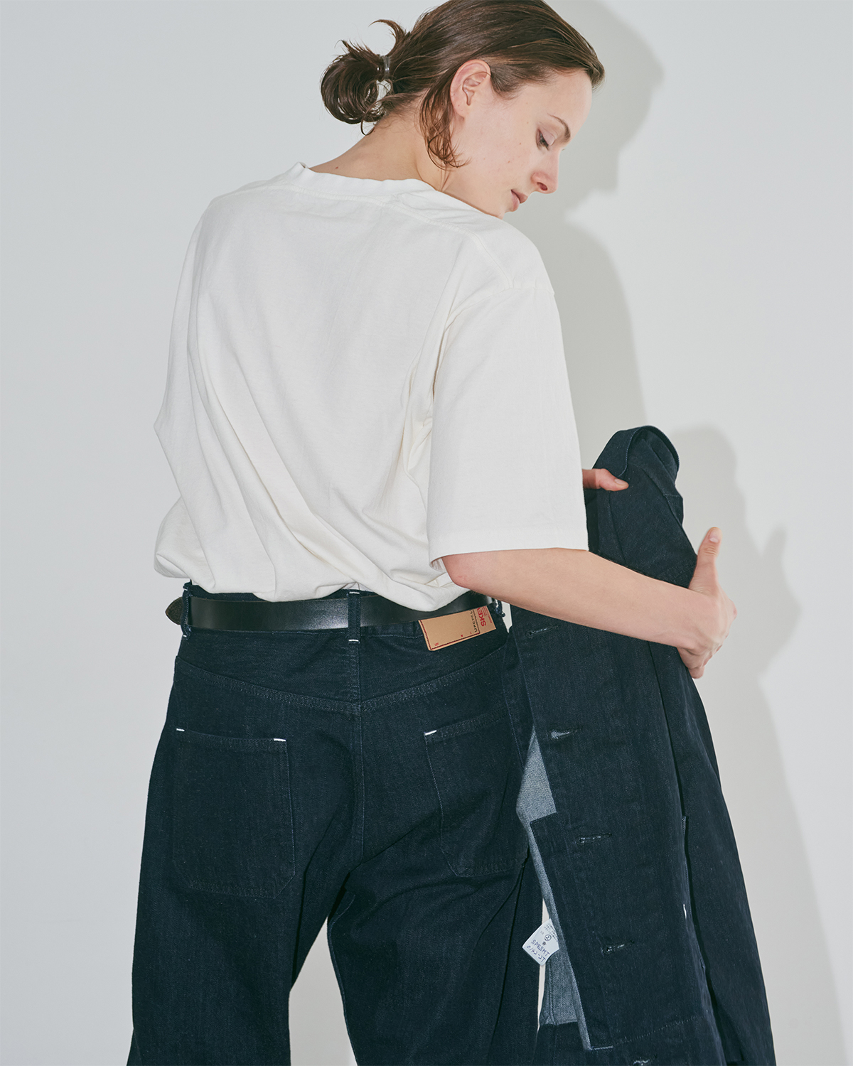 [UpcycleLino] × SKEWed DENIM Pants on model